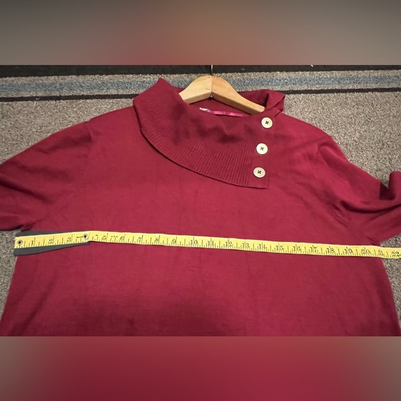 NWT Investments Long Sleeve Button Folded Neck Knit Top Blouse Sweater - Picture 6 of 7